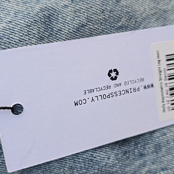 NWT Princess Polly Holly Asymmetrical Straight Leg Jeans Size 12 - Picture 11 of 15